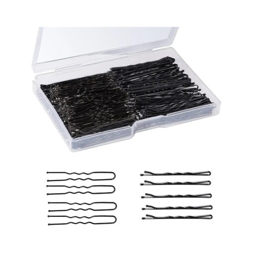 200Pcs Hair Pins Kit, Bobby Pins and U Shaped Hair Pins Bun Hair Pins Gifts for Women Girls with Storage Box Wedding Hairstyles ( Black,2Inch )