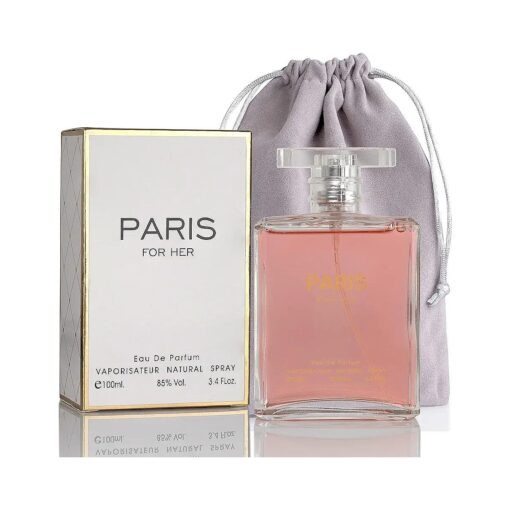 NovoGlow Paris For Her Eau de Parfum Spray Perfume, Fragrance For Women-Daywear, Casual Daily Cologne Set with Deluxe Suede Pouch- 3.4 Oz Bottle- Ideal EDT Beauty Gift for Birthday, Anniversary ( 3.4 )