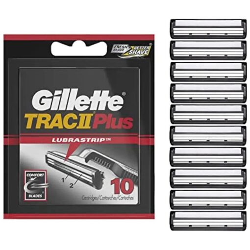 Gillette TRAC II Plus Mens Razor Blade Refills, 10 Count ( Pack of 1 ), Delivers a Clean, Close Shave