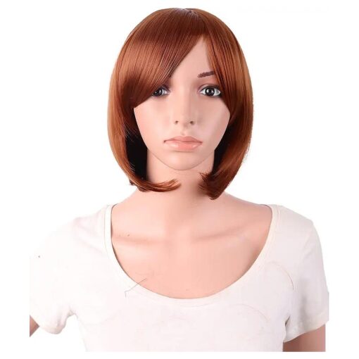 MapofBeauty 12 Inch/30 cm Short Bob Straight Side Bangs Synthetic Fiber Heat Resistant Hair Party Cosplay Wig ( Ginger Orange )