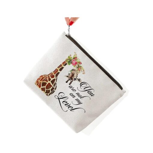 Giraffe Gifts for Women, Giraffe Gifts for Giraffe Lovers, Funny Giraffe Makeup Bag, Cosmetic Bag, You Are Not on My Level