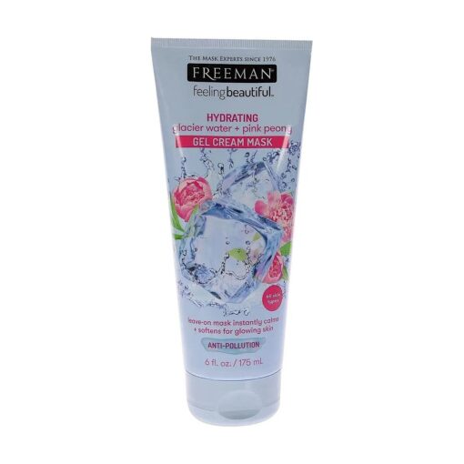 FREEMAN Glacier Water and Pink Peony Hydrating Anti Pollution Gel Cream Mask, 6 Oz ( Pack of 1 )