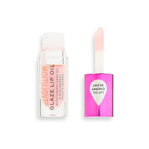 Revolution Beauty, Glaze Lip Oil, Hydrating & Nourishing Formula, Infused with Vitamin E & Hyaluronic Acid, Glam Pink, 0.15 Fl, Oz .