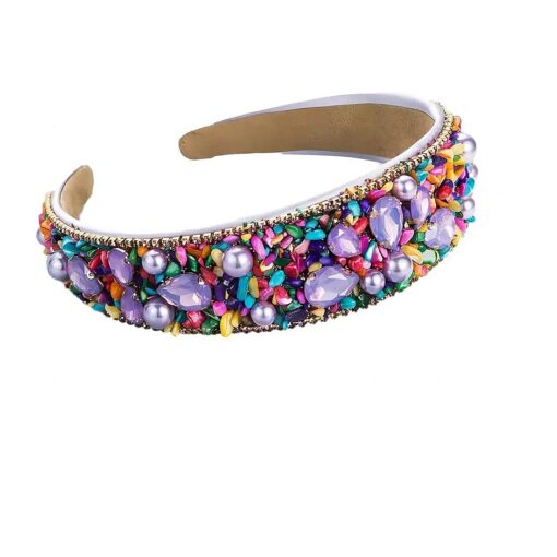 Ladies Fashion Headband, Personality Rhinestone Decoration Candy Color Headband Girls Headband Party Headband Accessories Accessories Jewelry ... ( purple )