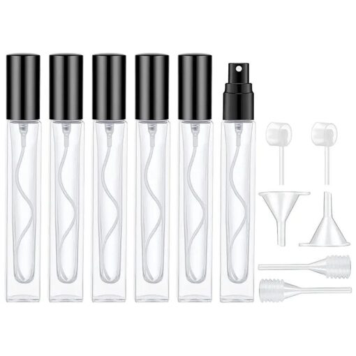 Lil Ray 10ml Perfume Atomizer for Men & Women, Refillable Glass Spray Bottle, Portable Fragrance Bottle for Travel, Party ( 6PCS )