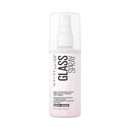 Maybelline New York Facestudio GlassSkin Makeup Finishing Hydrating Dewy Glossy Finish All Day Wear Use After Makeup Application or On Its Own, Glass Skin Spray, 3.4 Fl Oz