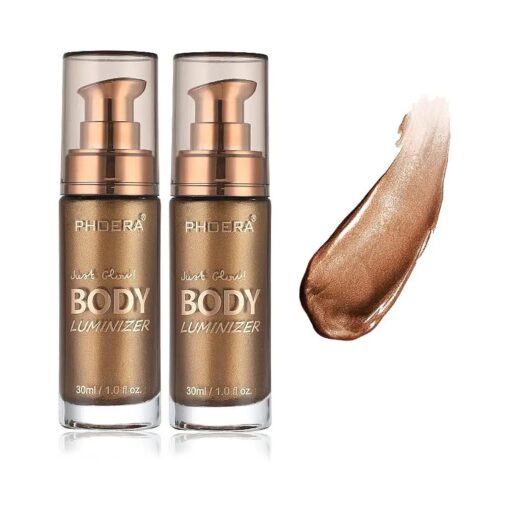 2 Pack Body Luminizer, High Gloss Waterproof Body Luminizer Glitter Face Shimmer Moisturizer Lotion Tan Cream Foundation Makeup Bronzer ( 103 Glistering Bronze )