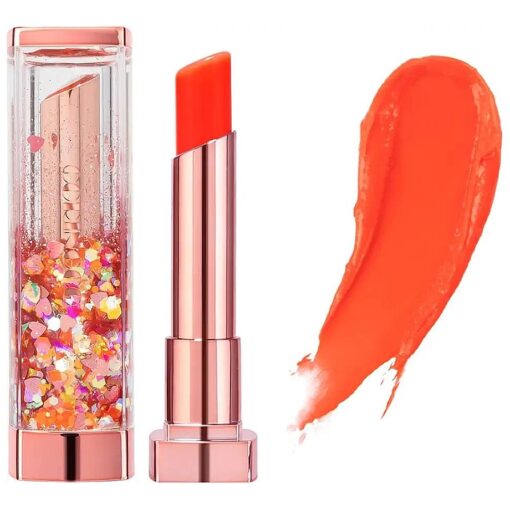 Sparkle Cute Changes Color Lip Balm| Colored Lip Cream Lip Gloss, Glitter Lip Care Lip Pack Birthday Gift Glitter Gift Sequin Shiny Spangle Lipbalm ( # 04 Orange Red )