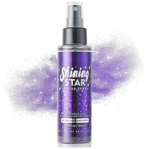 MEICOLY Body Glitter Spray, Sparkle Glitter Spray for Hair/Body/Clothes, Shimmer Glitter Hairspray, Hair Glitter for Kids and Women, Shimmer Glitter Makeup, Purple,100ML, Purple Field Day Accessories