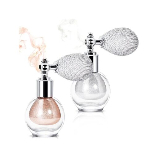 2Pcs Highlighter Powder Spray, Glitter High Gloss Powder, Shimmer Sparkle Powder Makeup Spray, for Face Body Cosmetic