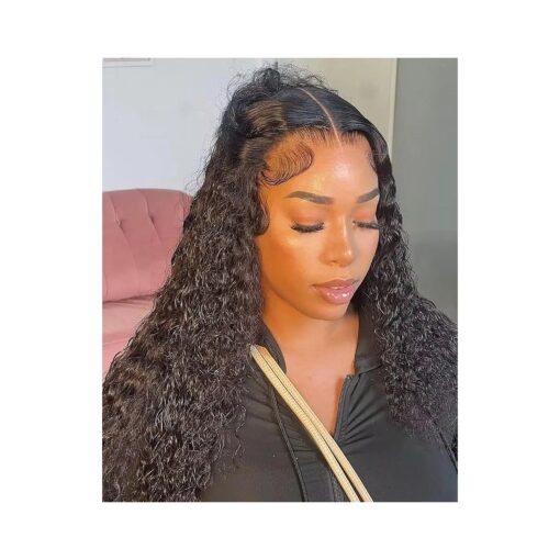 Deep Curly Lace Front Wigs Human Hair Wet and Wavy Water Wave Human Hair Wigs HD Brazilian Transparent Pre Plucked Human Hair Wigs for Black Women Curly Human Hair Wigs