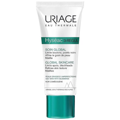 URIAGE Hyseac 3-REGUL Global Skincare 1.35 fl.oz, | Mattifying Moisturizer & Pore Minimizer for Oily to Combination Skin Prone to Acne | Promotes the Elimination of Spots, Blackheads & Shine