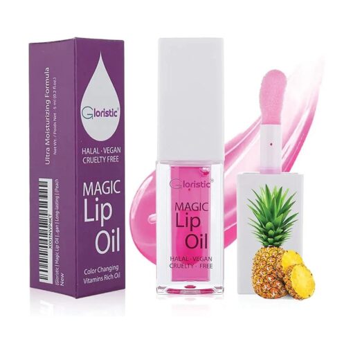 Gloristic | Magic Lip Oil | Color Changing Lip Oil | Vitamin Rich Ultra Moisturizing | Plumping Lip Gloss with Jojoba Oil | Halal | Vegan | Long-lasting