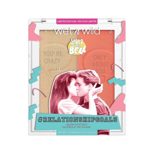 wet n wild Saved By The Bell Highlighter + Illuminator Glow Face Duo, Highlighter Makeup Powder, Illumniator Makeup Powder, Cruelty-Free Makeup, Relationship Goals,1114533