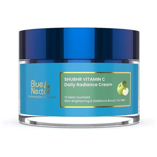 Blue Nectar Plant-Based Vitamin C Face Cream for Glowing Skin, Dark Spot Removal Cream for Men with Green Apple and Almond Oil ( 13 Herbs, 1.76Oz )