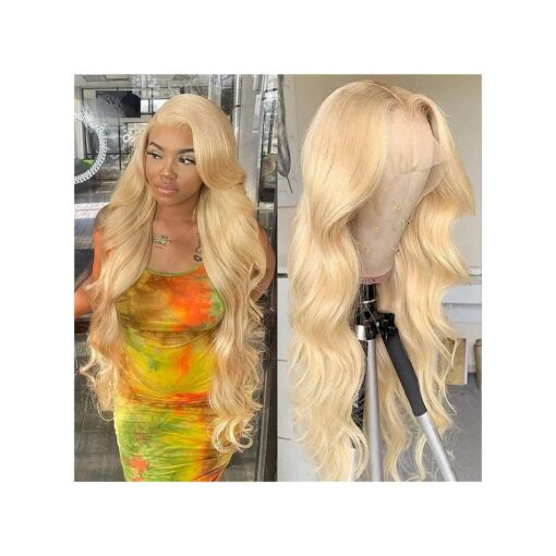 LUMIERE Body Wave 613 Lace Front Wig Human Hair 13x4 HD Transparent Lace Blonde Wig Human Hair 210 % Density 613 Glueless Wigs Human Hair 12A Bleached Knots Pre Plucked 28inch