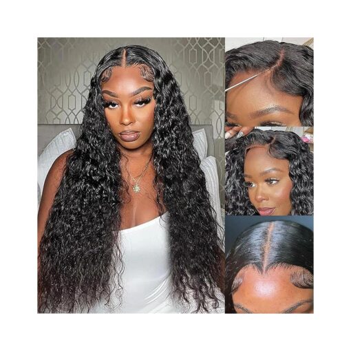 Wear and Go Glueless Wigs Human Hair Pre Plucked Pre Cut 28 Inch 180 % Density 5x5 HD Lace Closure Wigs Human Hair Water Wave Lace Front Wigs Wet And Wavy Human Hair Wigs For Beginners