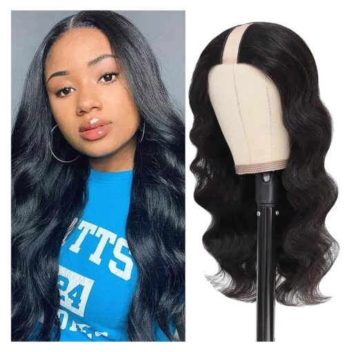 U Part Human Hair Wig Body Wave Brazilian Virgin Human Hair Wigs for Black Women Upgrade U Part Wigs Glueless Wigs Human Hair without Sewing Easy to Install 150 % Density ( 16 Inch )