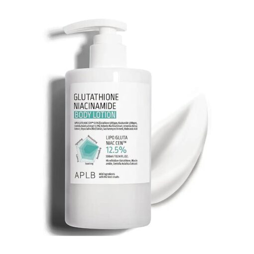 Glutathione Niacinamide Body Lotion | LIPO GLUTA NIAC CEN ( tm ) 12.5 % 10.14 FL.OZ/Korean Skincare, Long lasting hydration, Revitalize for gentle and improve skin texture