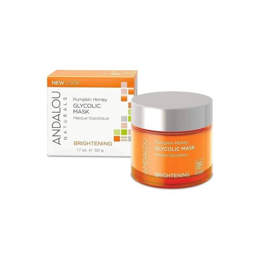 Andalou Naturals Pumpkin Honey Glycolic Mask, Brightening & Exfoliating Face Mask with Glycolic Acid & Vitamin C, Gently Removes Dirt and Brightens Skin, 1.7 fl oz