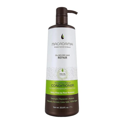 Macadamia Professional Hair Care Sulfate & Paraben Free Natural Organic Cruelty-Free Vegan Hair Products Weightless Repair Hair Conditioner, Green, Conditioner, 33.8 Fl Oz