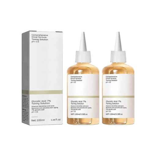 2PC Glycolic Acid 7 % Toning Resurfacing Solution, Exfoliate, and Rejuvenate Your Skin, Solution for Blemishes and Acne100ml