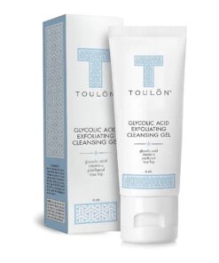 TOULON Glycolic Acid Facial Cleanser : Alpha Hydroxy Face Wash with AHA, Vitamin C & Rose Hip to Exfoliate Dry, Sensitive Skin for Women & Men