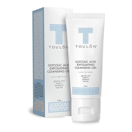 TOULON Glycolic Acid Facial Cleanser : Alpha Hydroxy Face Wash with AHA, Vitamin C & Rose Hip to Exfoliate Dry, Sensitive Skin for Women & Men