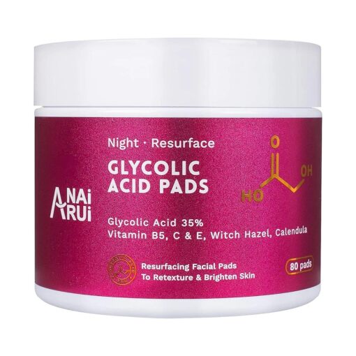 ANAI RUI Glycolic Acid Peel Pads 35 % AHA Resurfacing Facial Pads with Vitamins B5, Witch Hazel, Calendula, Facial Exfoliating Pads, Acid Peel for Face Dark Spots and Reduces Fine Lines 80 Pads