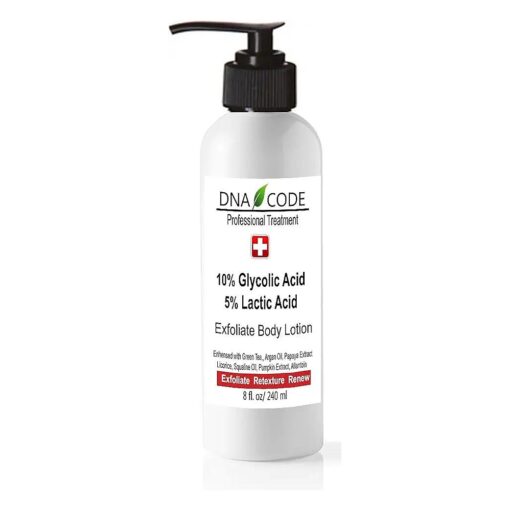 Magic Lotion- 10 % Glycolic 5 % Lactic Acid Exfoliatingl Body Lotion w/Green Tea, Argan Oil, Papaya, Licorice, 8 Ounce