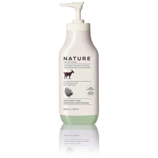 Nature By Canus Creamy Body Lotion, Fragrance Free, 11.8 Oz, With Smoothing Fresh Canadian Goat Milk, Vitamin A, B3, Potassium, Zinc, and Selenium