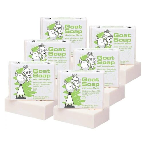 Goat Soap Value Six Packs - for Soft, Natural and Healthy Skin, Milk Body Soap Bar - 6 x 100g ( 3.5oz ) Bars - Lemon Myrtle