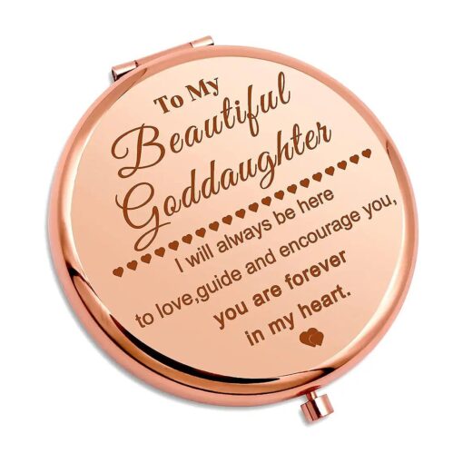 Goddaughter Gifts from Godmother Inspirational Birthday Gifts for Her Compact Makeup Mirror Christian Gifts to My Goddaughter Gifts Pocket Folding Makeup Mirror Wedding Graduation Gifts