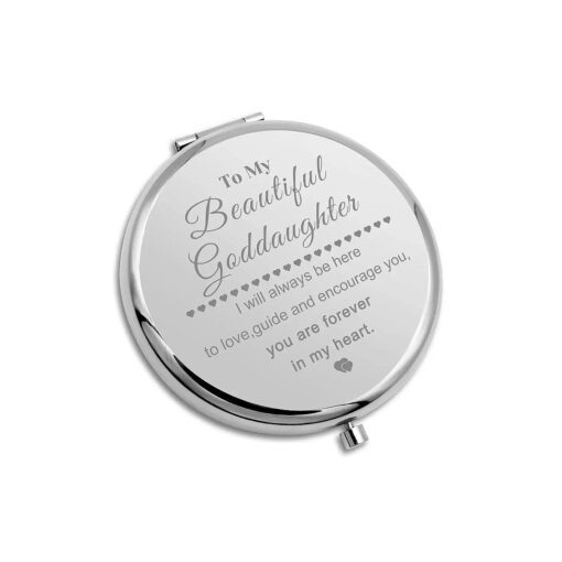 Goddaughter Baptism Gifts Inspirational Compact Mirror Encouragement Gifts for Girls Goddaughter Gifts from Godmother Goddaughter Pocket Makeup Mirror Christian Graduation Birthday Gifts for Daughter