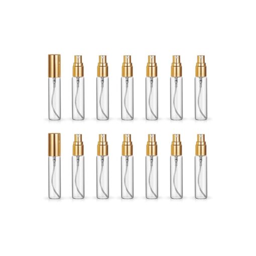 20 Pack Set 10ML Protable Refill Bulk Atomizer Spray Travel Perfume Bottle Hydrating Empty Bottle ( Gold Caps )