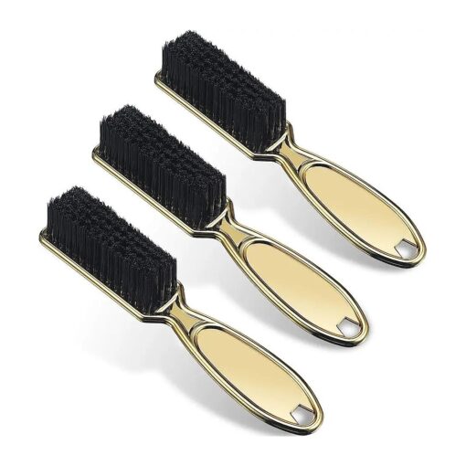 3 Pieces Clipper blade Cleaning brush Hair Clipper Cleaning nylon Brush Nail Brush Trimmer Barber Cleaning Brush Tool ( Gold )