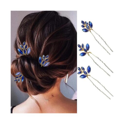 Asooll Gold Wedding Hair Pins Bridal Crystal Hair Pieces Hair Accessories for Women ( Pack of 3 )