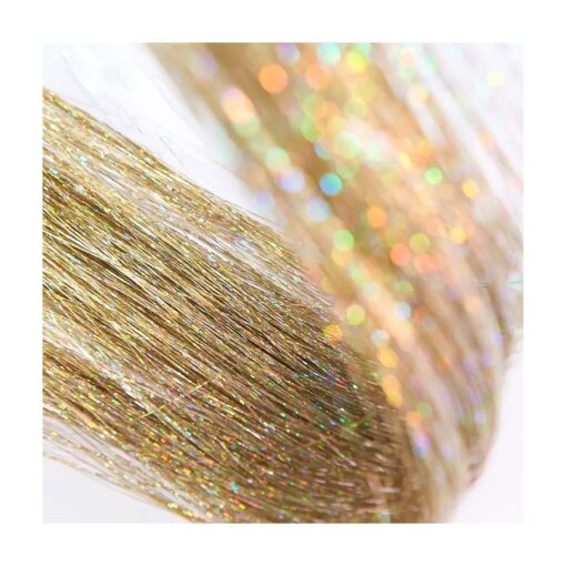 Gold Glitter Hair Extensions Kit 750 Strands Far-Out Sparkling Hair Accessories