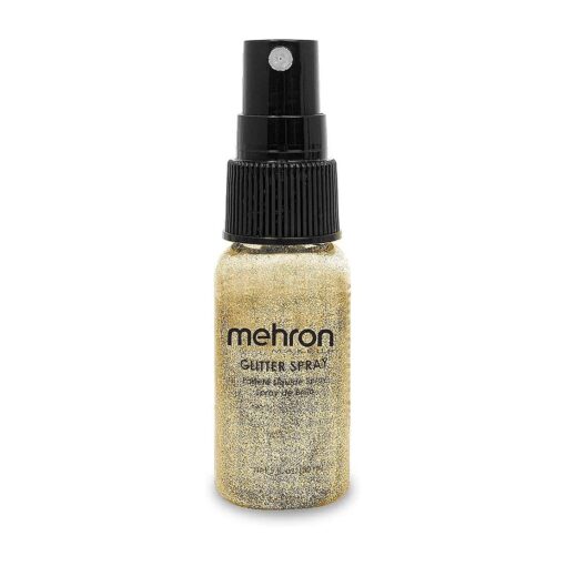 Mehron Makeup GlitterSpray | Hair and Body Glitter Spray | Body Shimmer Spray 1 fl oz ( 30 ml ) ( Gold ) Perfect for Beauty, Theater, Halloween, Parties, Festivals, Concerts, and More