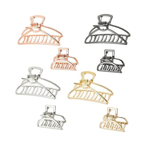 8PCS Large Metal Hair Claw Clips Gold Hair Clip for Women 3 Inches Nonslip Metal Hair Clip for Thick Thin hair 1.57 Inches Small Barrette Jaw Clamp ( 4 Colors )