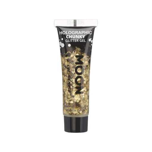 Holographic Chunky Face & Body Glitter Gel by Moon Glitter - 12ml - Gold - Glitter Face Paint