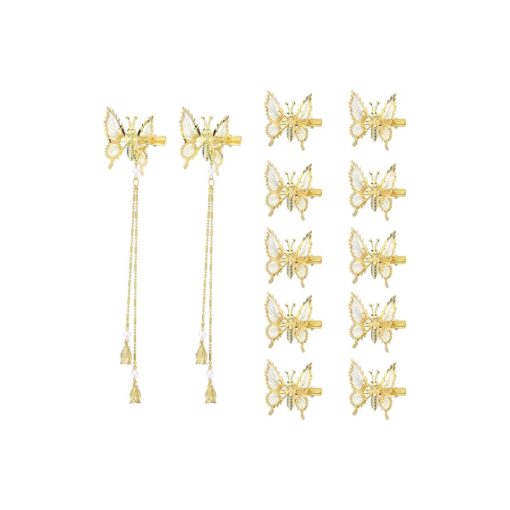 3D Moving Butterfly Hair Clips, Metal Butterfly Hairpins Bride Wedding Head Pieces Hair Accessories for Women Girls ( Gold )