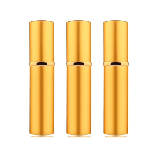 3Pcs 10ML Portable Mini Refillable Perfume Scent Aftershave Atomizer Empty Refillable Spray for Purse or Travel ( Gold )