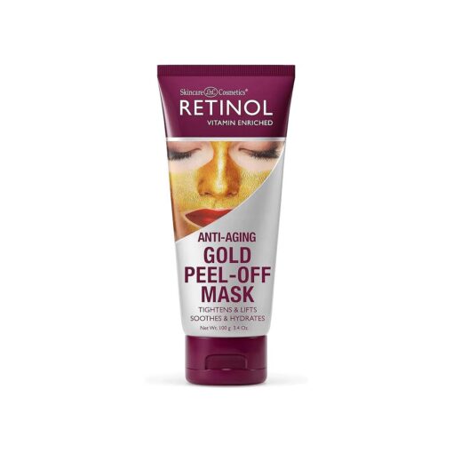 Retinol Gold Peel-Off Mask - Tightens, Lifts, Soothes & Hydrates Skin For Luminous Finish - Real Gold Helps Firm & Brighten While Flower Extracts Nourish & Restore Youthful Texture