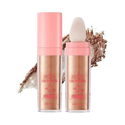 Erinde Highlighter Makeup Stick, Polvo De adas Body Glitter Highlighter Makeup, Face High Gloss Sparkle Loose Highlight Powder, Brightens Makeup Stick for Face Body Hair Cosmetic, 03 # Golden Brown