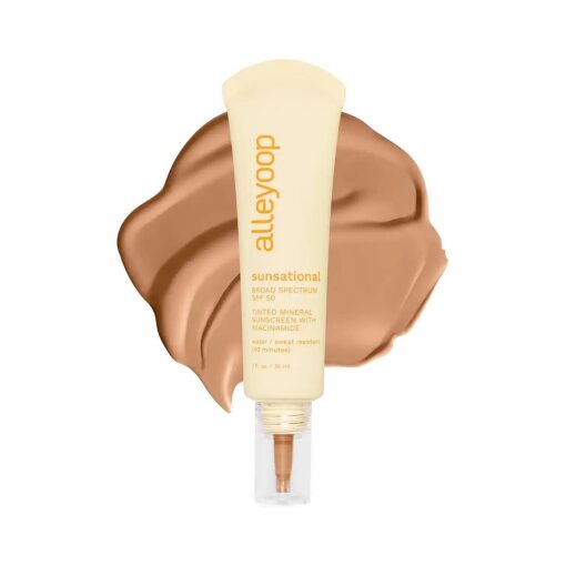 Sunsational Tinted Moisturizer Sunscreen for Face Broad Spectrum SPF 50, 100 % Mineral Sunscreen with Niacinamide & Jojoba, Protects Hydrates and Soothes Skin, Vegan, Cruelty-Free -Golden Hour