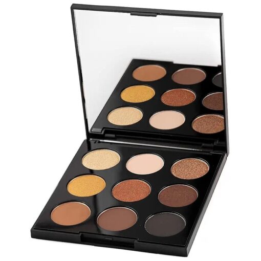 Palladio Ultimate 9-Count Eyeshadow Palette, Talc-Free Formula, High Pigmented Shades in A Mix of Matte & Shimmer Finishes, Blendable Long Lasting Colorful Professional-Grade Makeup ( Golden Sands )