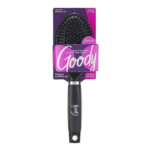 Goody Oval Hair Brush with Gelous Grip - For All Hair Types - Ion Infused Bristles for Frizz-Free and Glossy Styling - Pain-Free Hair Accessories for Women, Men, Boys, and Girls