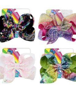 4Pcs/8 inch Glitter Sequin Bows for Girls Gift, Kalolary Large Hair Bows Alligator Clips Grosgrain Ribbon Hair Barrettes Accessories for Toddler Teens Girls Christmas Holiday Present