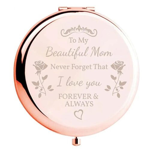 Birthday Gift for Mom, to My Beautiful Mom Gorgeous Rose Gold Compact Mirror Unique Gifts for Women from Daughter Son, Mom Gift for Birthday Christmas Thanksgiving Gift Idea